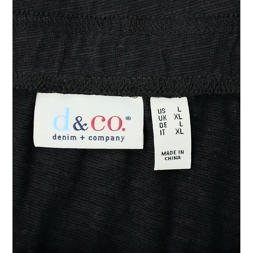 Denim & Co. Midi Skirt Women's Large Black Linen Blend Pockets Pullon Preowned - Picture 3 of 7